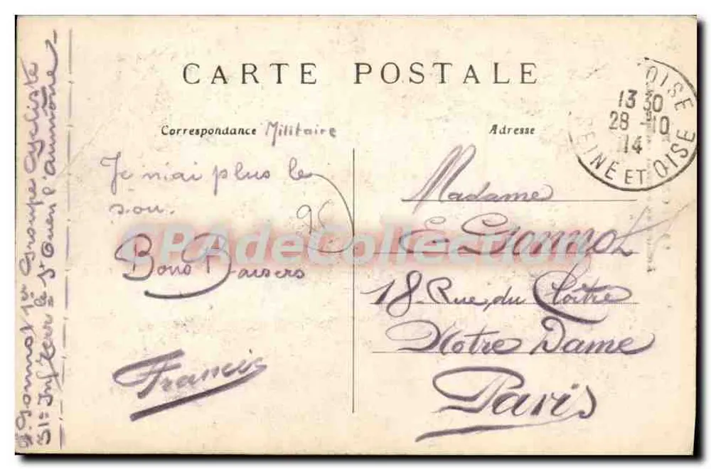 Pontboise — Escadaria do Geral Leclerc — C.M. n°99 - Verso