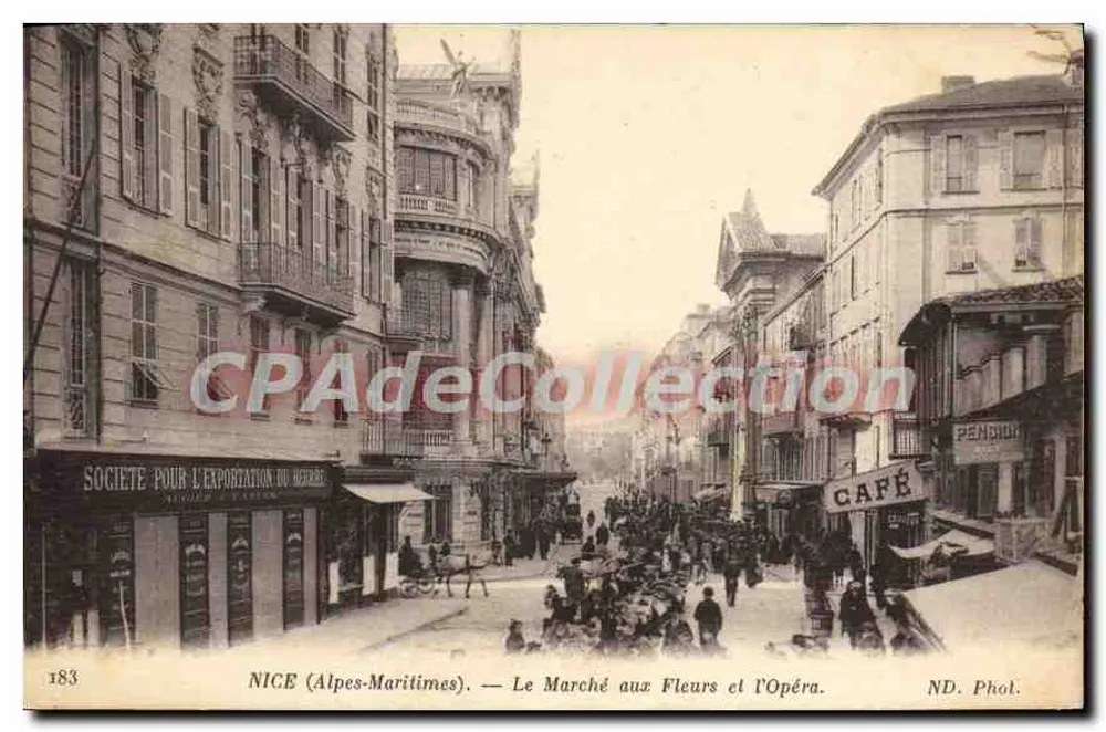 NICE (Alpes-Maritimes) — A Feira das Flores e o Ópera — ND. Fotografia. - Frente