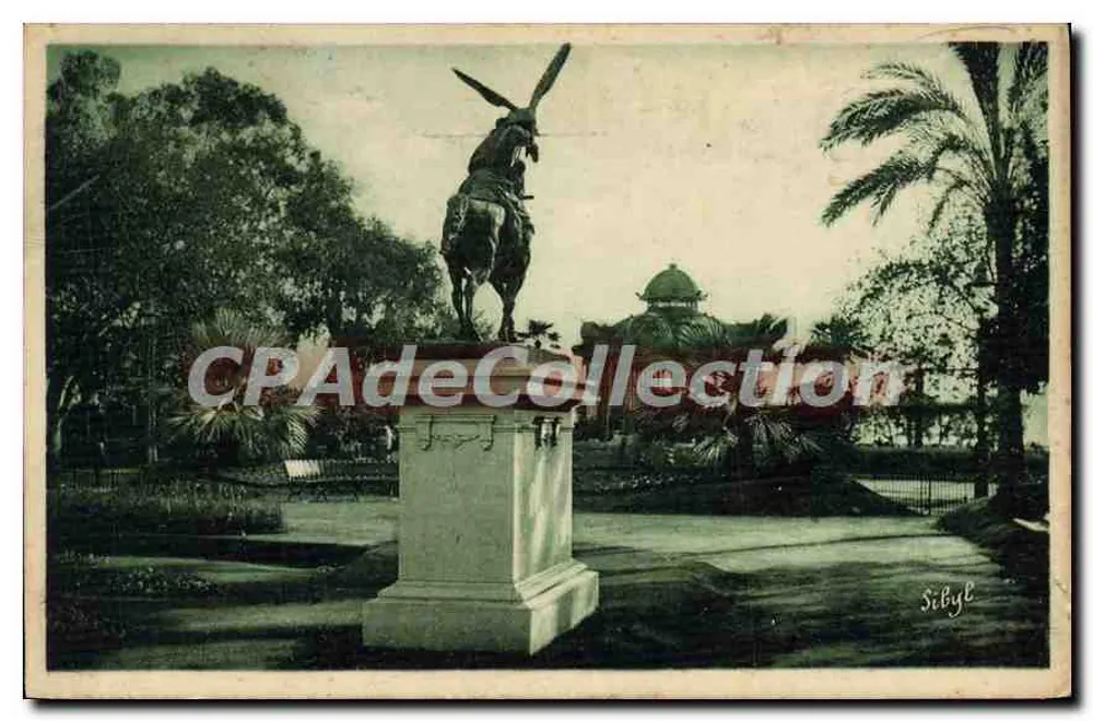 Menton — Jardins do Caret — Estátua equestre — editor Tuck & Fils, série n°117 - Frente