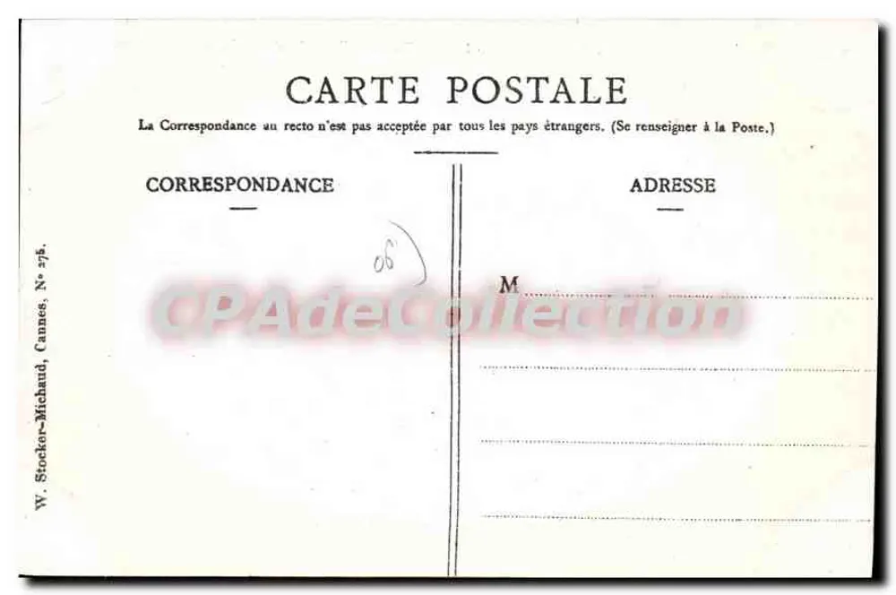 La Figuarette — Route de la nouvelle Corniche — W. Stocker-Michaud, Cannes, N° 575 - Rückseite