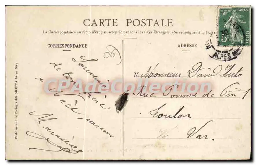 Nice — Lembrança de Nice — Edição Giletta, fot. 118 bis - Verso