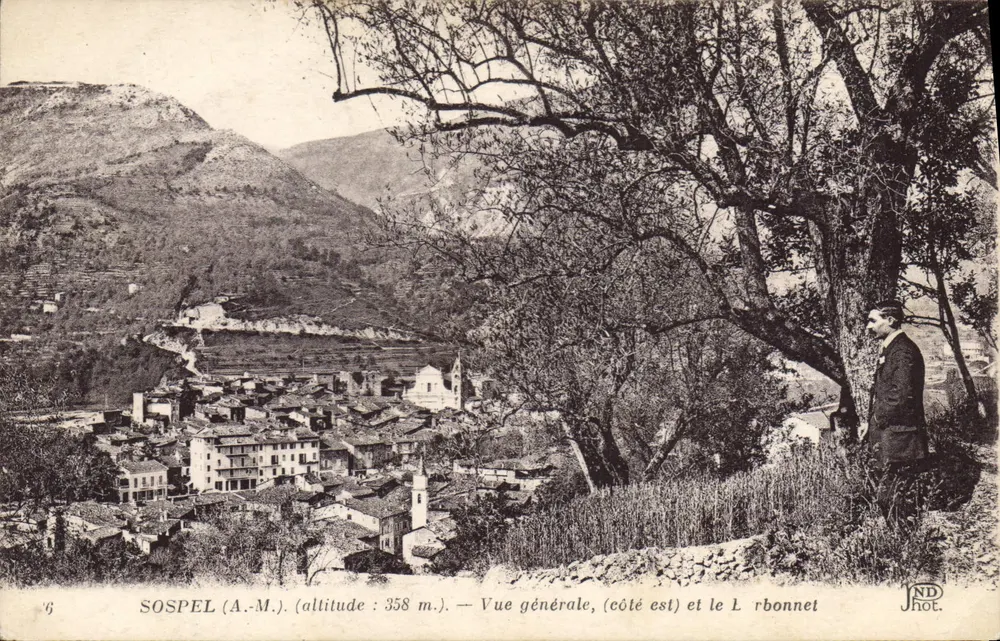 Sospel (A.M.) — Vista geral (lado leste) e o L rbonnet — JND Fot. - Frente