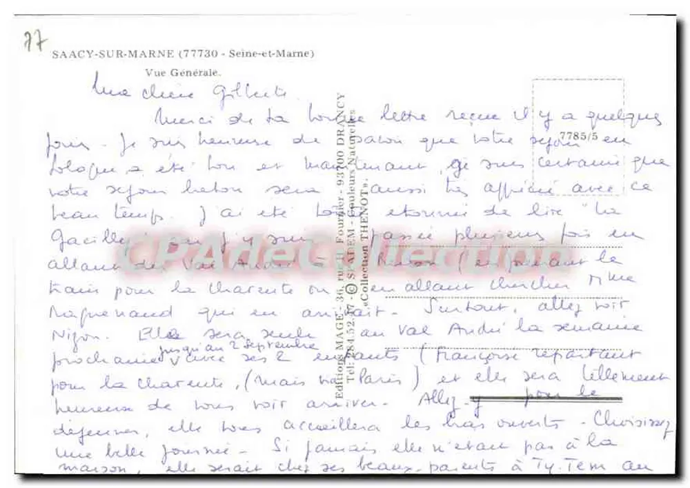 Saacy-sur-Marne — Vista Geral — Edições MAGE - Verso