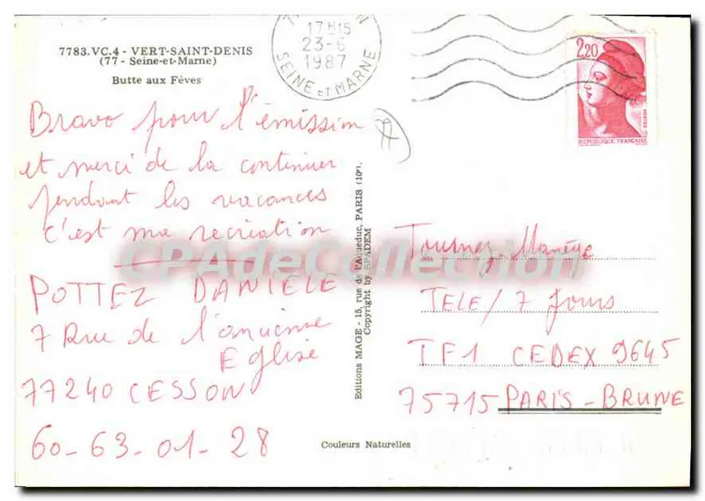 Vert St Denis — Butte aux Fèves — Edições MAGE - Verso