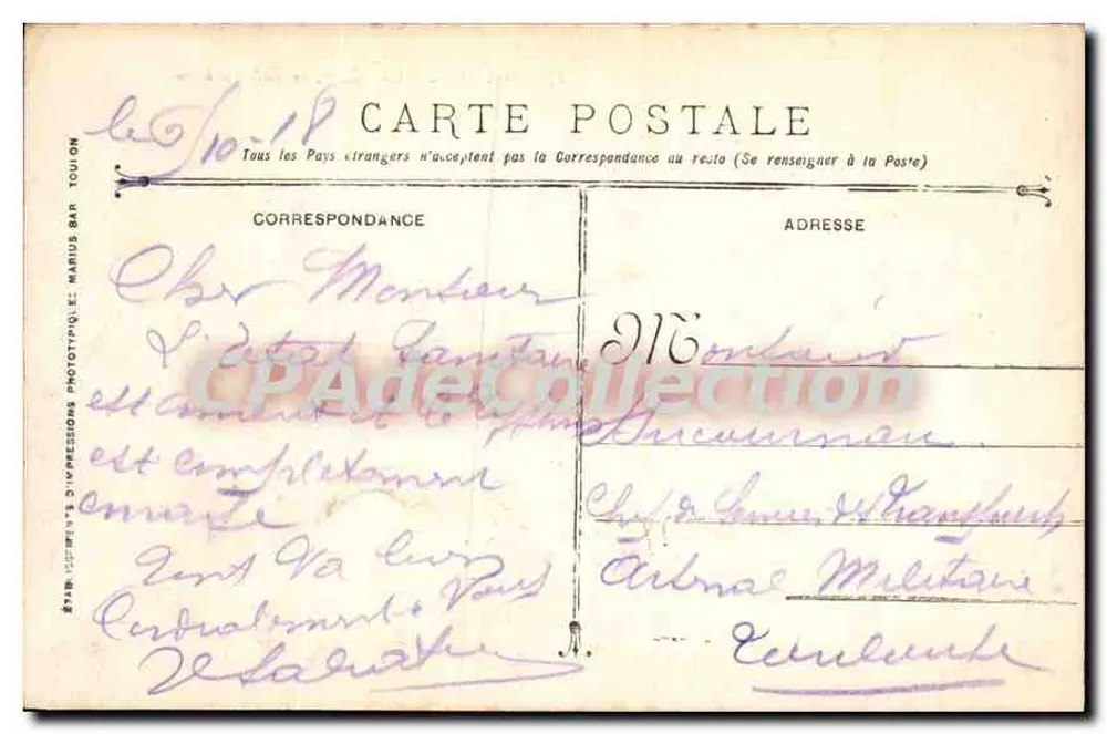 Toulon - Cabo Branco, a Bateria Baixa — Editor: 748 Imp. D'Impressions Phototypiques, Toulon, n°17 - Verso