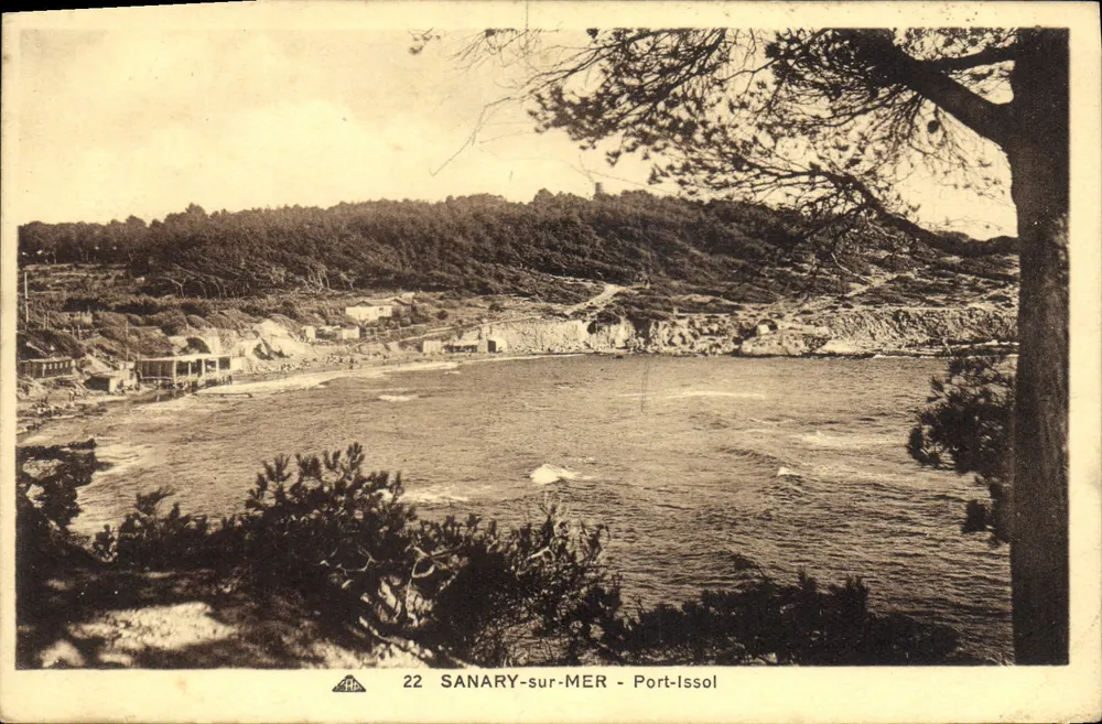 Sanary-sur-Mer - Port-Issol — visão do porto e das falésias — editor Hébert, n° 22 - Frente