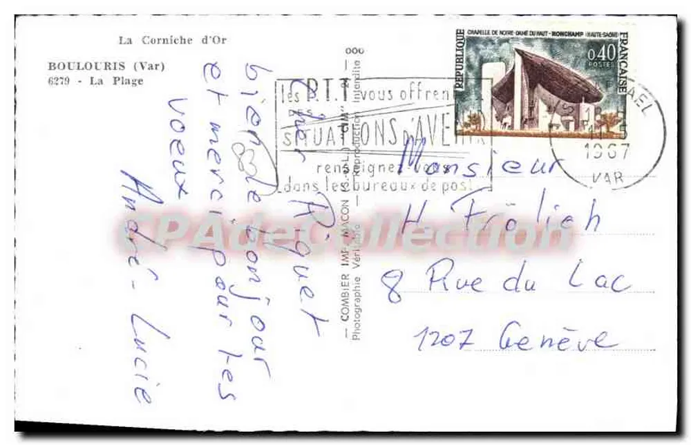 Praia de Bouloir (Var) — Vela e banho — Fotógrafo Comber - Verso
