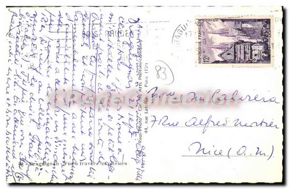 Braguignan — Vista através dos oliveiras — Cie des Arts Photographiques, Paris (15) - Verso