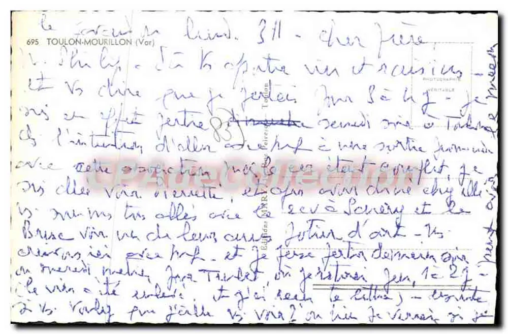 Mourillon — Recordação do porto e da praia — Editor não identificado, número de série não visível - Verso