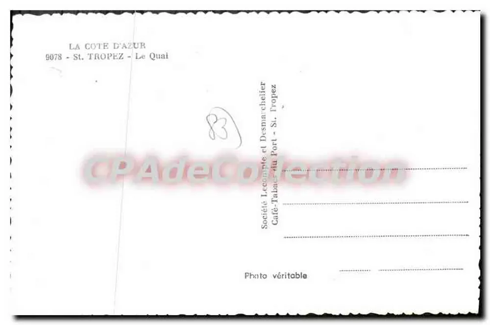 St. Tropez - O Cais — Sociedade Lecomte e Desmarchelier - Verso