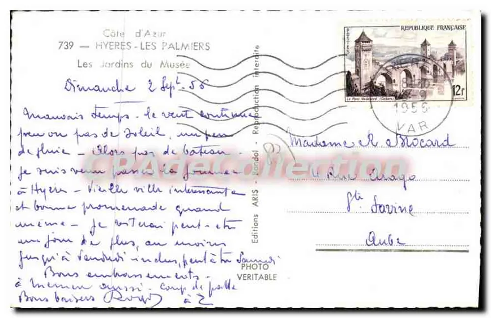 Die Gärten des Museums — Hyères — Die Palmen — Editions ARIS - Rückseite
