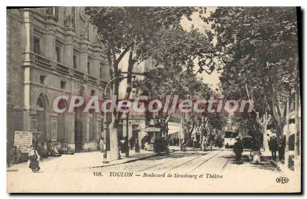Toulon — Boulevard de Strasbourg und Theater — Verlag BPD, Nr. 108 - Vorderseite