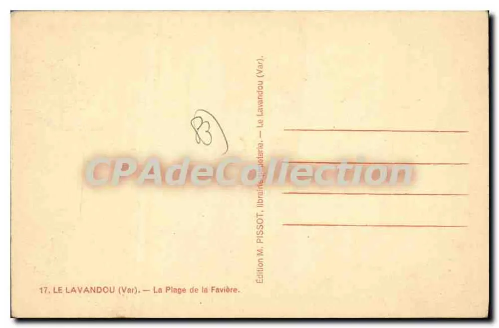 Le Lavandou (Var) — La Plage de la Favière — Édition M. Pissot, Le Lavandou (Var) - Rückseite