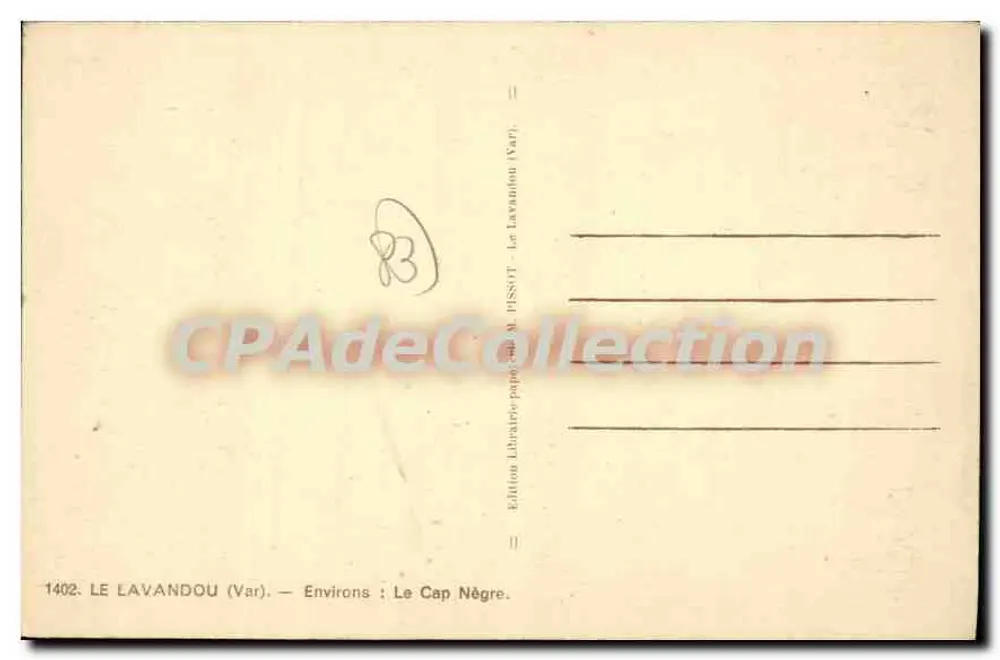 Le Lavandou (Var) — Arredores: O Cabo Negro — Edição Livraria Pissot (Var) - Verso