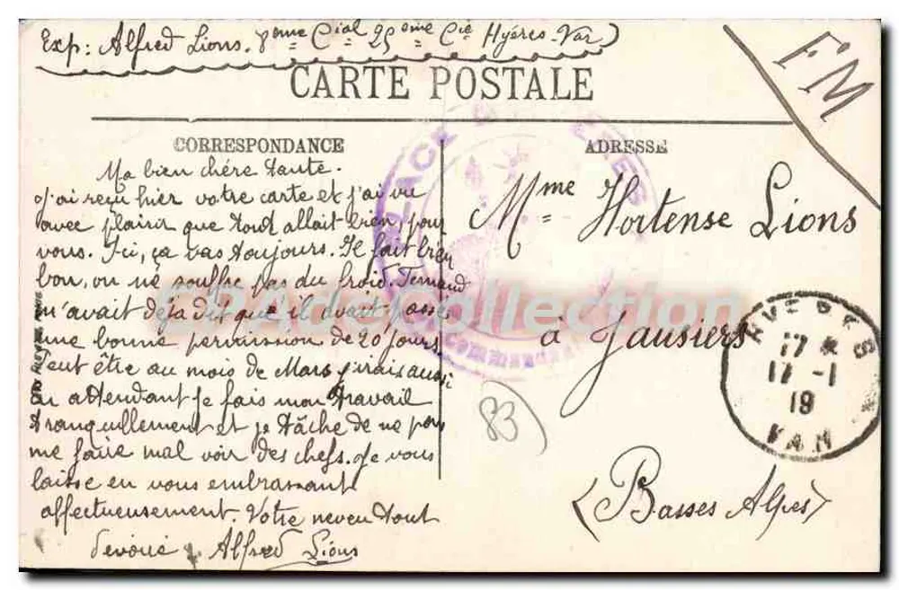 Hyères — A Rue du Repos — Selecta, n° 44 - Verso