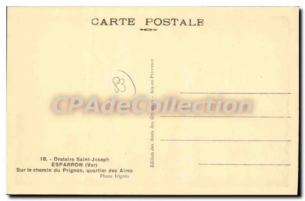 Oratorium Saint-Joseph — Esparron (Var) — Ausgabe von den Freunden der Onions - Rückseite