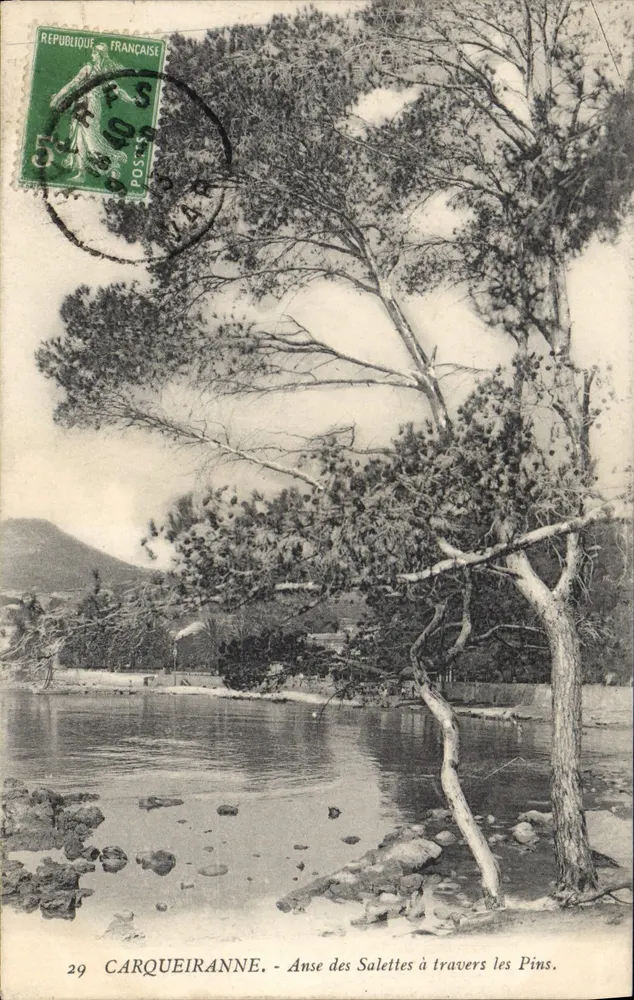 Carqueiranne - Anse des Salettes durch die Kiefern — Verlag Marius Bar, n°29 - Vorderseite