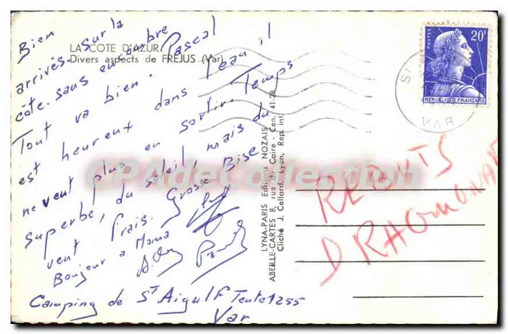 Fréjus — Herinnering aan Fréjus — Uitgever Lyma-Cartes, n° 18 - Achterkant