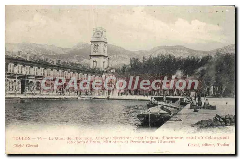 Toulon — Der Uhrenhafen, Marinewaffenarsenal — Clavel, Verlag, Toulon - Vorderseite