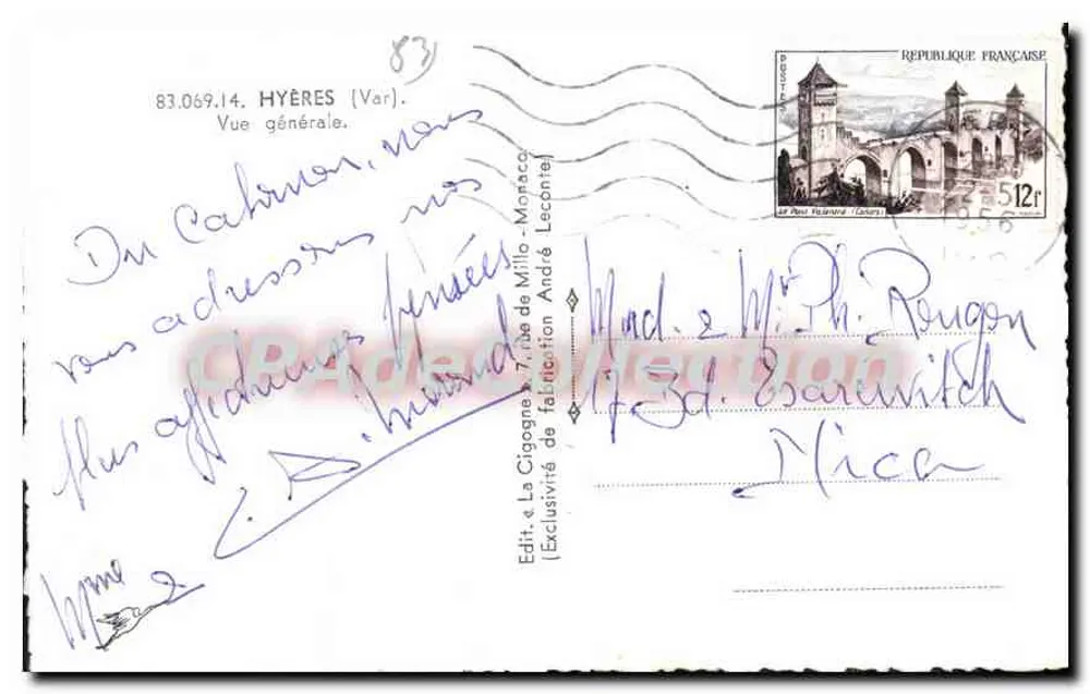 Hyères — Vista geral — A Cegonha, editor André Lecointe - Verso