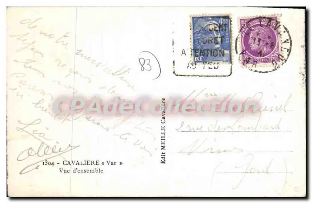 Vista geral — Cavalière (Var) — Edit MEILLE Cavalière n°1304 - Verso