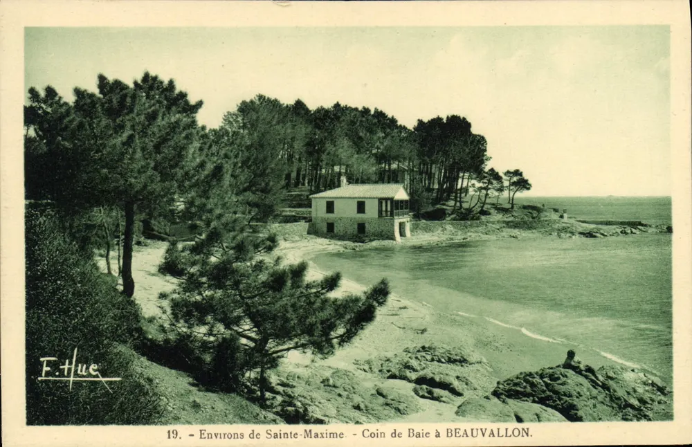 Um Sainte-Maxime — Ecke der Bucht bei Beauvallon — F. Hue, n°19 - Vorderseite