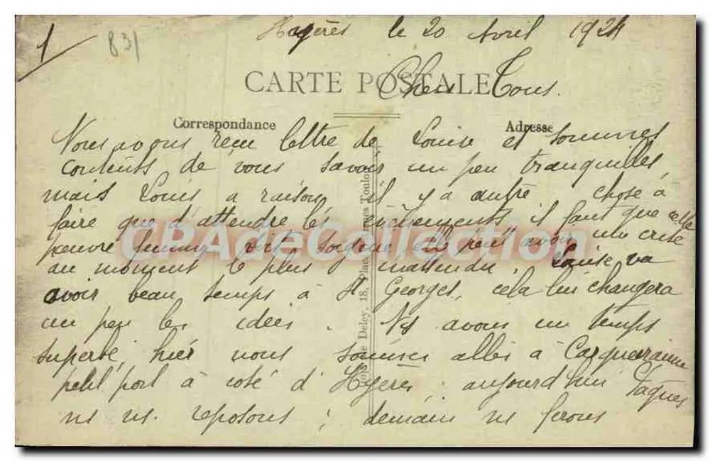 Carqueiranne — Blick auf die Salettes durch die Kiefern — Küstenblick — Verlag Riehlaud n°1541 - Rückseite
