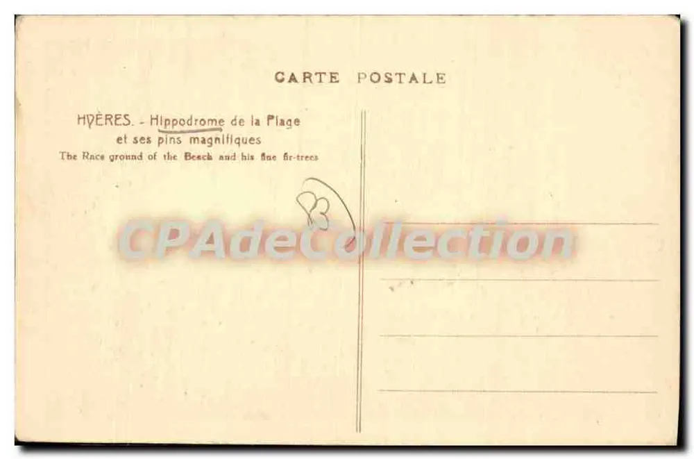 Hyères - Hippodrome de la Plage und seine prächtigen Kiefern — Verlag Cépe - Rückseite