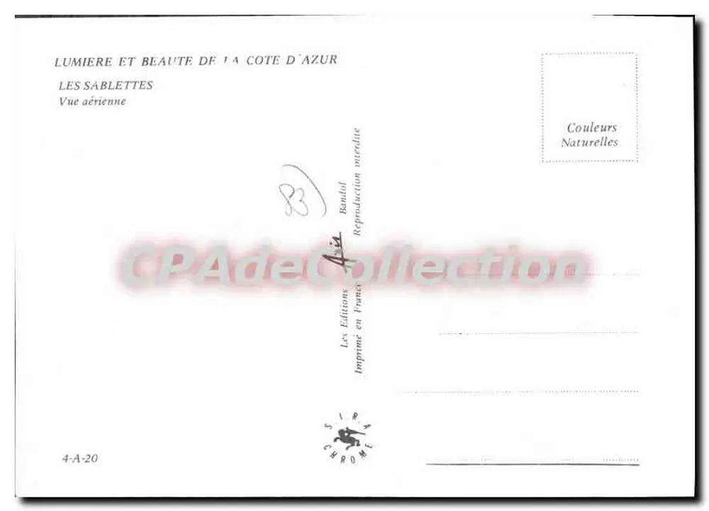 Les Sablettes — Luftbild — Les Éditions Chromé, Nr. 4-A-20 - Rückseite