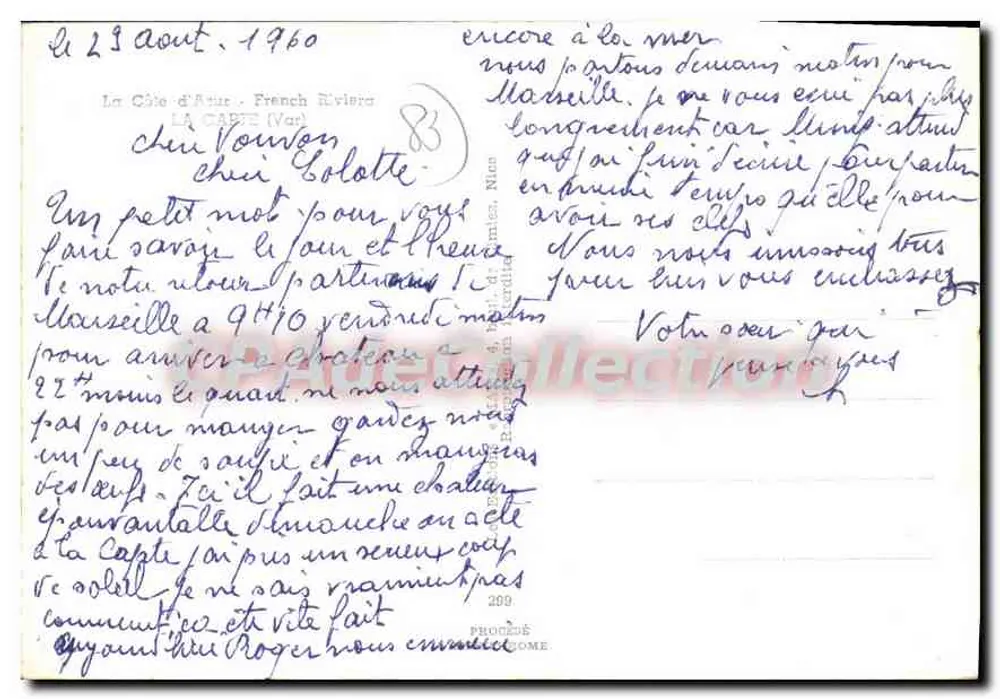 La Capte — Ansicht des Hafens, Strand und Motorboot — Vintage Postcard/Antike Ansichtskarte - Rückseite