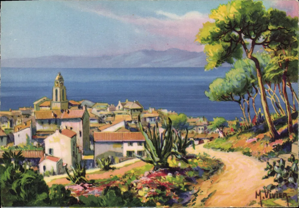 Vista de Saint-Tropez — pintura — M. Vivier - Frente