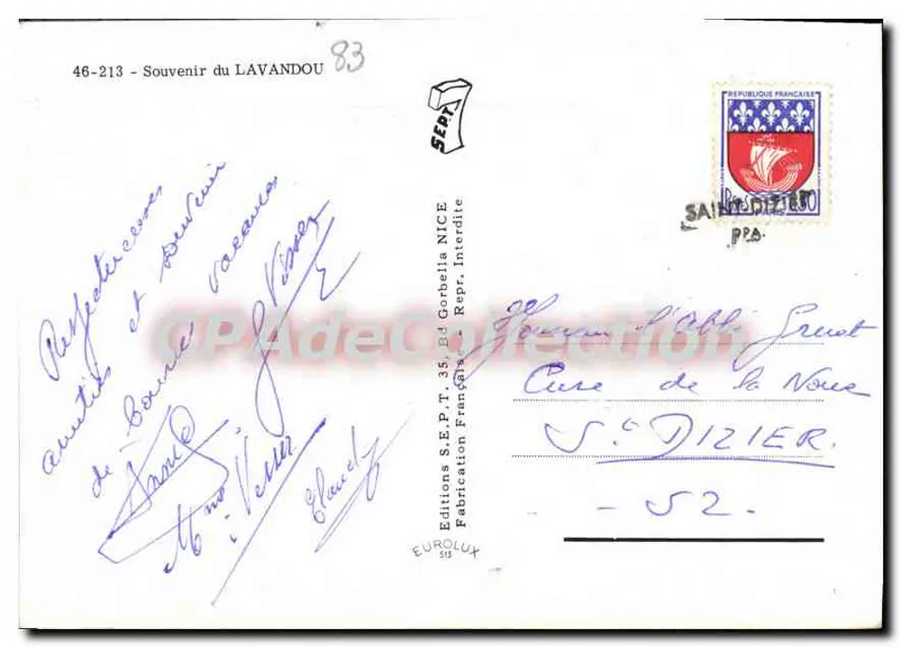 Lavandou — Lembrete do Lavandou — Edições S.E.P.T. 46-213 - Verso