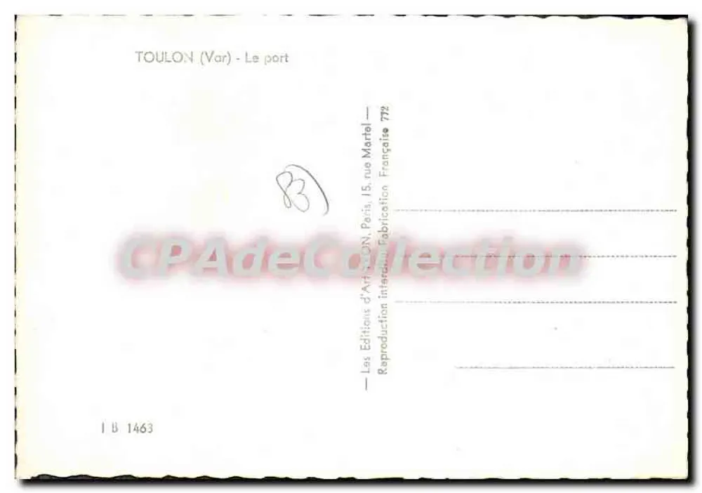 Toulon (Var) — O porto — Éditions d'Art, Paris, n° 772 - Verso