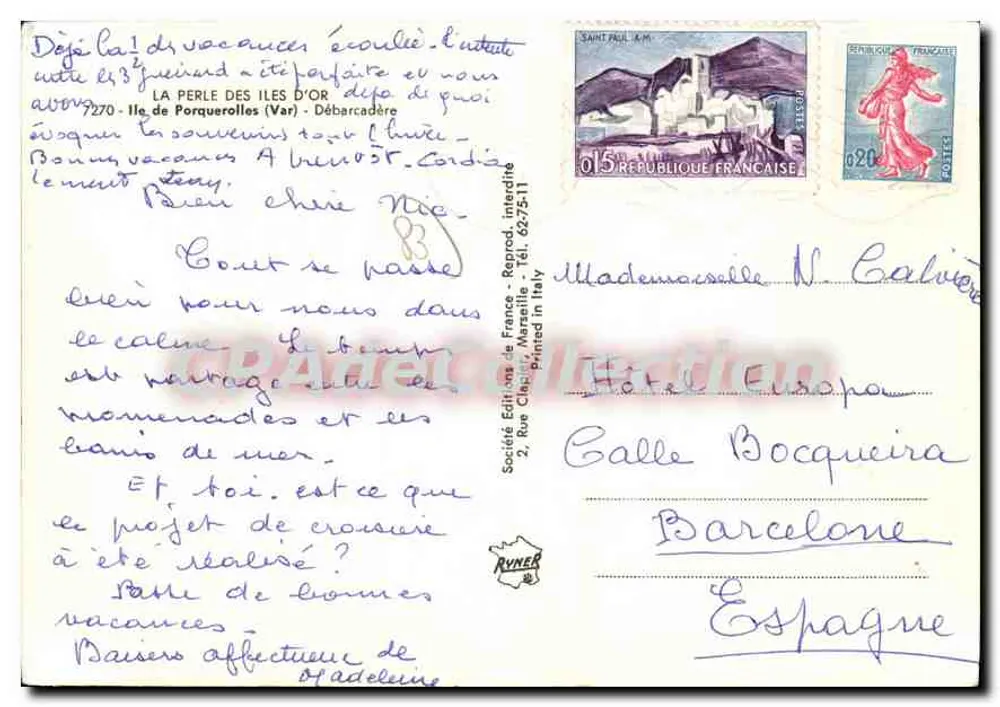 Port von Porquerolles — Île des Îles d'Or — Gesellschaft Éditions de France - Rückseite