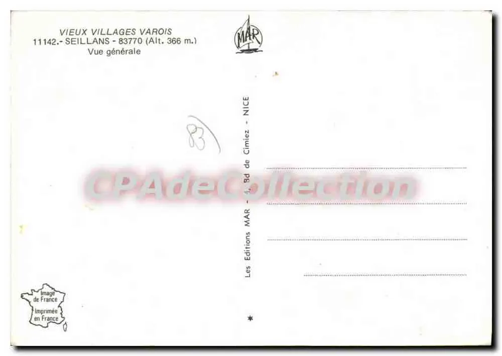 Seillans — Allgemeiner Blick — Les Editions MAR - 4, bd de Cimiez - Nice - Rückseite