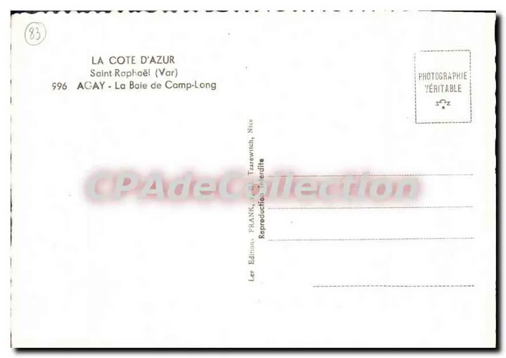 Bucht von Camp-Long — Saint-Raphaël (Var) — Les Éditions FRANKS, Tzarewitz, Nice - Rückseite