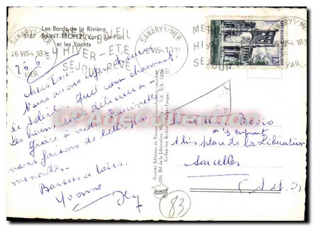 Saint-Tropez — Ansicht des Hafens und der Yachten — Éditions de France - Rückseite