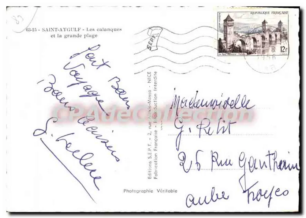 Saint-Aygulf — As calanques e a grande praia — Edições S.E.P.T. - 2, rue Aixis-Mossa - NICE - Verso