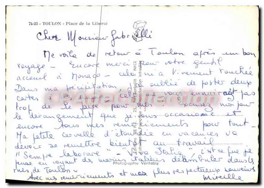 Toulon - Plein de la Liberté — uitzicht op de fontein en gebouwen — Uitgave SEIC - Achterkant