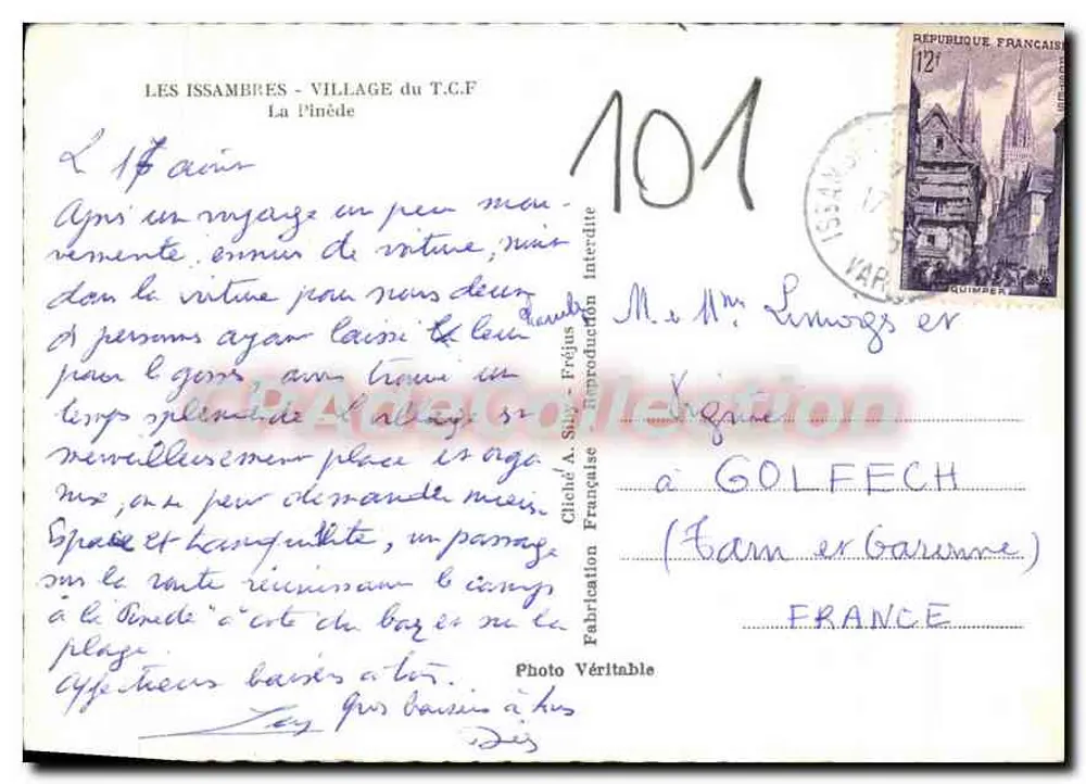 Les Issambres — Dorf des T.C.F. La Pinède — Cliché A. Sté - Fréjus - Rückseite