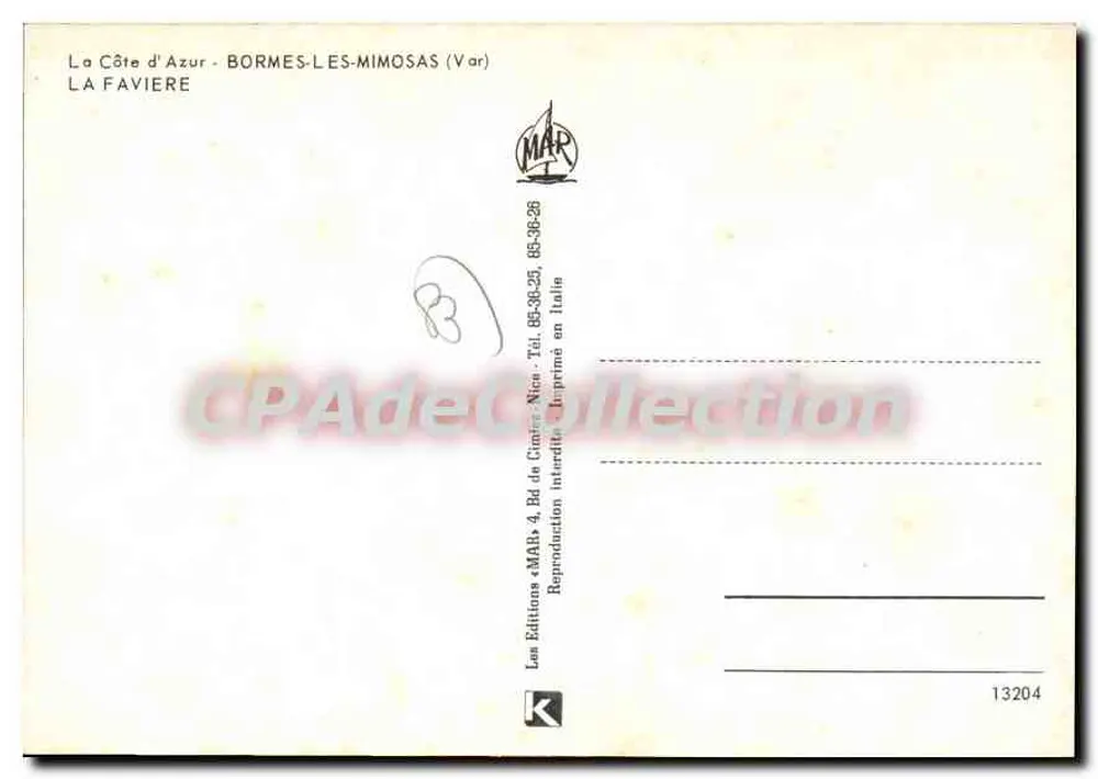 La Favière - Bormes - Les Mimosas (Var) — Editions MAR - Rückseite