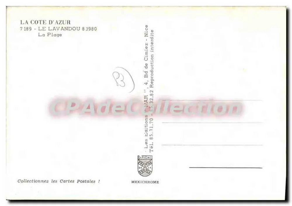 Le Lavandou — A Praia — Edições Mexichrome, Nice - Verso