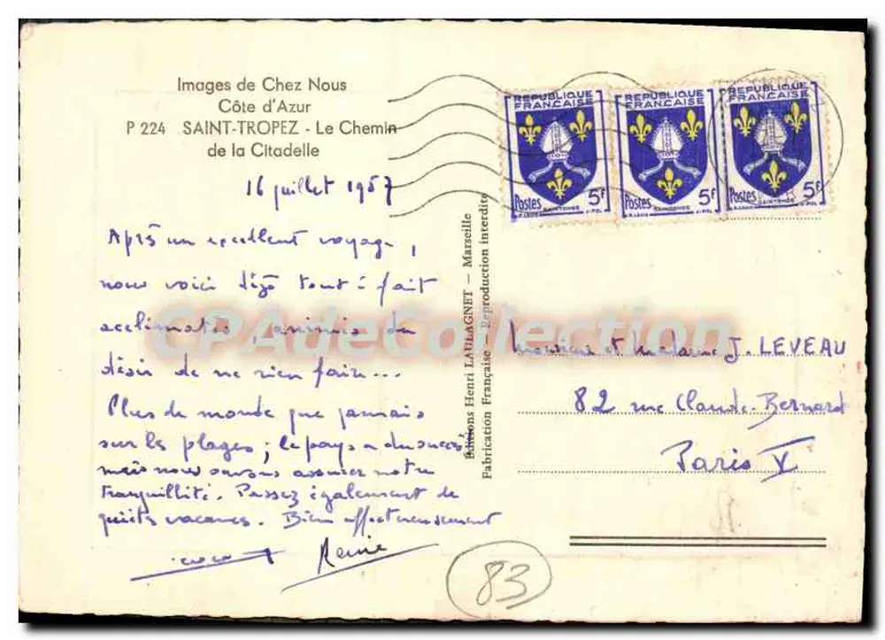 Saint-Tropez — O Caminho da Cidadela — Images de Chez Nous, P 224 - Verso