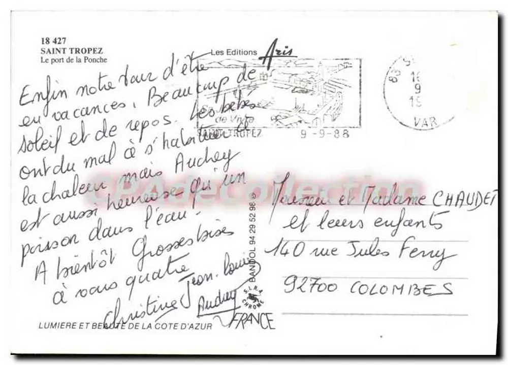 Saint-Tropez — O porto da Ponche — Les Editions Aris, n° 18 427 - Verso