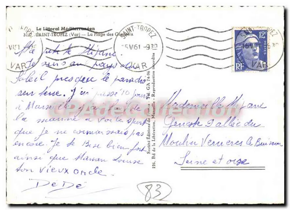A Praia dos Grandes-Plages — Saint-Tropez — Éditions de France - Verso
