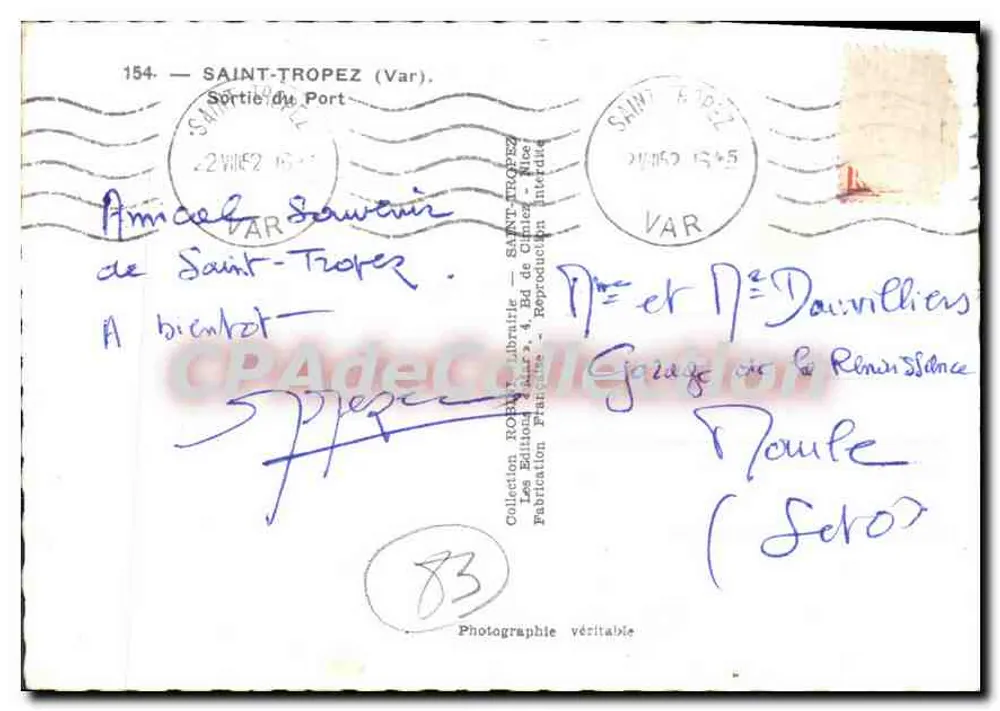 Saída do Porto — Saint-Tropez (Var) — ROPHY Librairie, n°154 - Verso