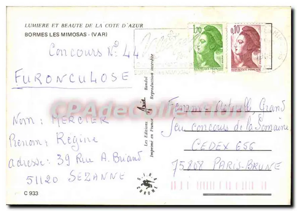 Bormes-les-Mimosas — Lembrança de Bormes Les-Mimosas — Les Éditions en France - Verso