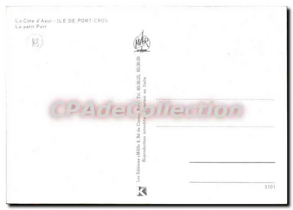 Port-Cros — Der kleine Hafen — Éditions AMAB, n° 5101 - Rückseite