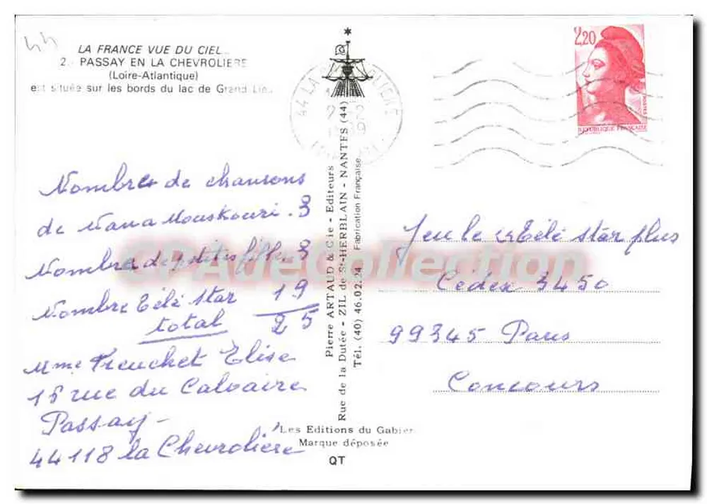 Passay-en-Chévrolière — Loire-Atlantique — Verleger Pierre Artaud & Cie - Rückseite