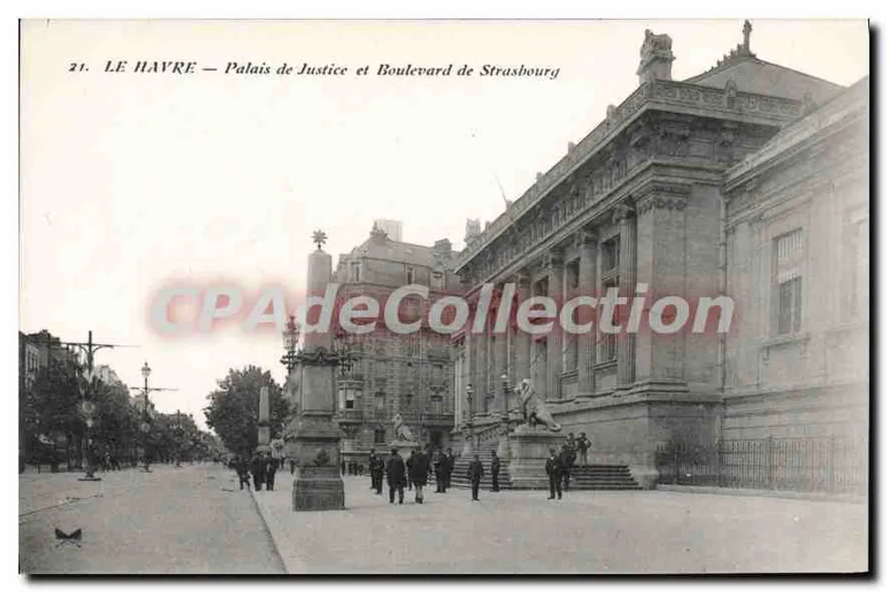 Le Havre — Palais de Justice und Boulevard de Strasbourg — Vintage Postcard/Antike Ansichtskarte - Vorderseite